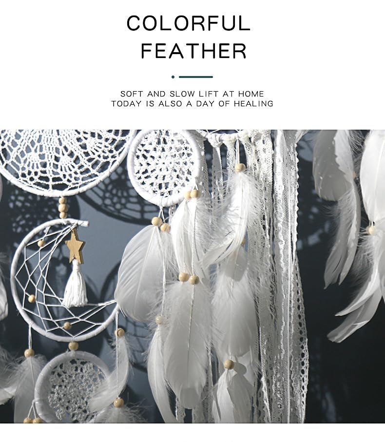 5-Piece Moon Phase Dream Catcher Set, Bohemian Macrame Wall Decor