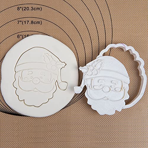 Flycalf Santa Claus Cookie Cutters with Stamper (3") - Christmas Plunger Stamp Mold for Baking