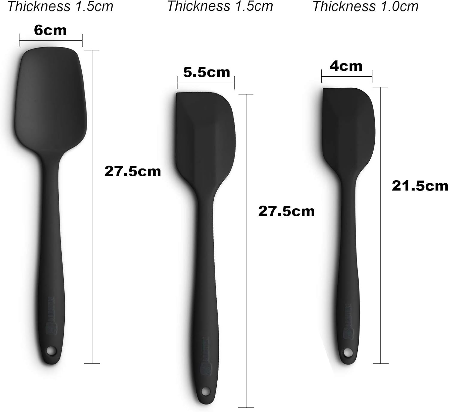 Skiennix Silicone Spatula Set - Ergonomic High Heat-Resistant Design | 3-Piece Non-Stick Black