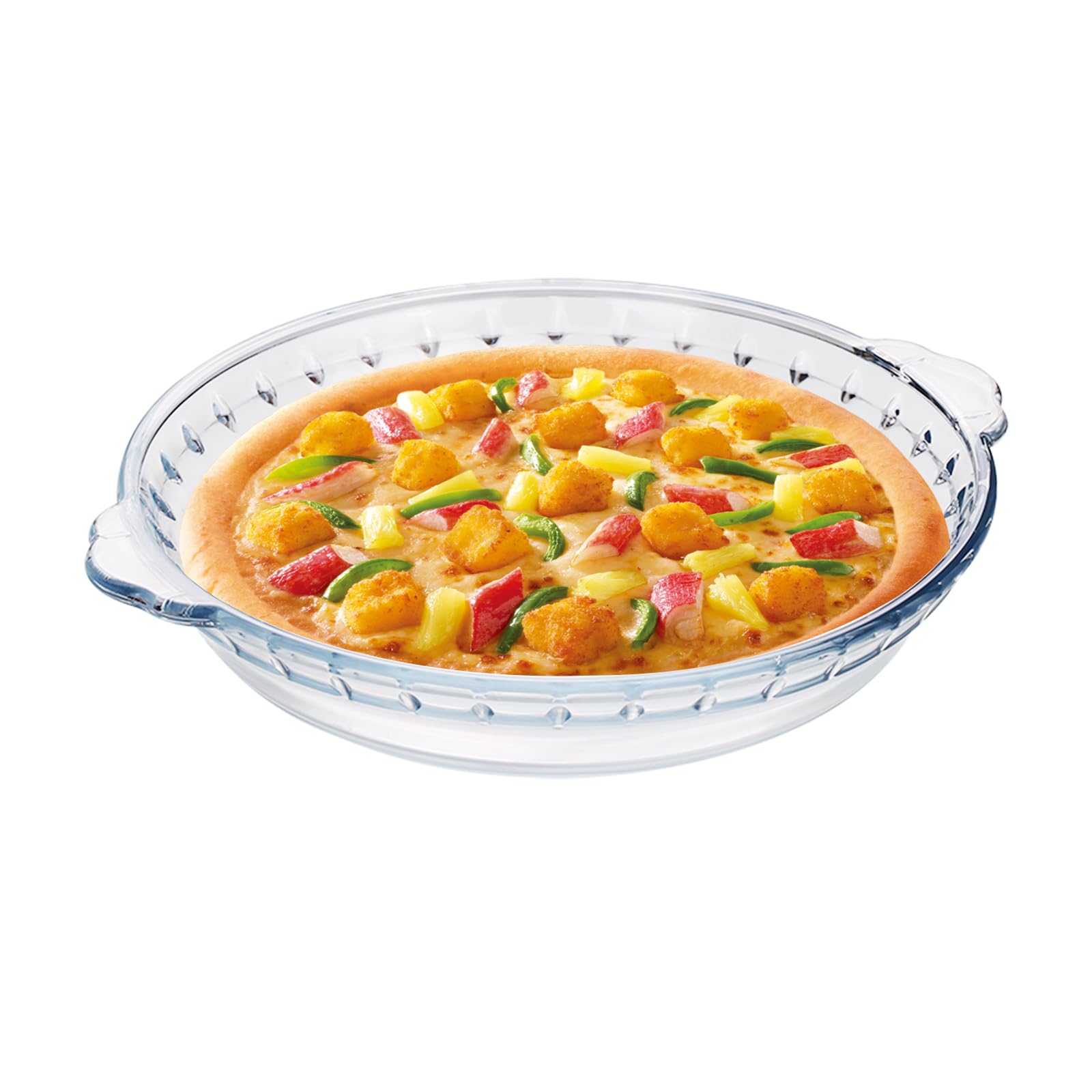 Pujito Glass Pie Plate 7" Pie Pans Pie Baking Dishes with Handles for Serving and Baking Glass Pie Dish for Snacks, Salads, Desserts (2)