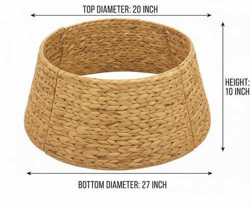 Hyacinth Christmas Tree Collar 27" - Natural Hand-Woven Basket Base Cover - Warm and Cozy Rustic Farmhouse Decoration - Tree Skirt Alternative - Tree Ring (Large)