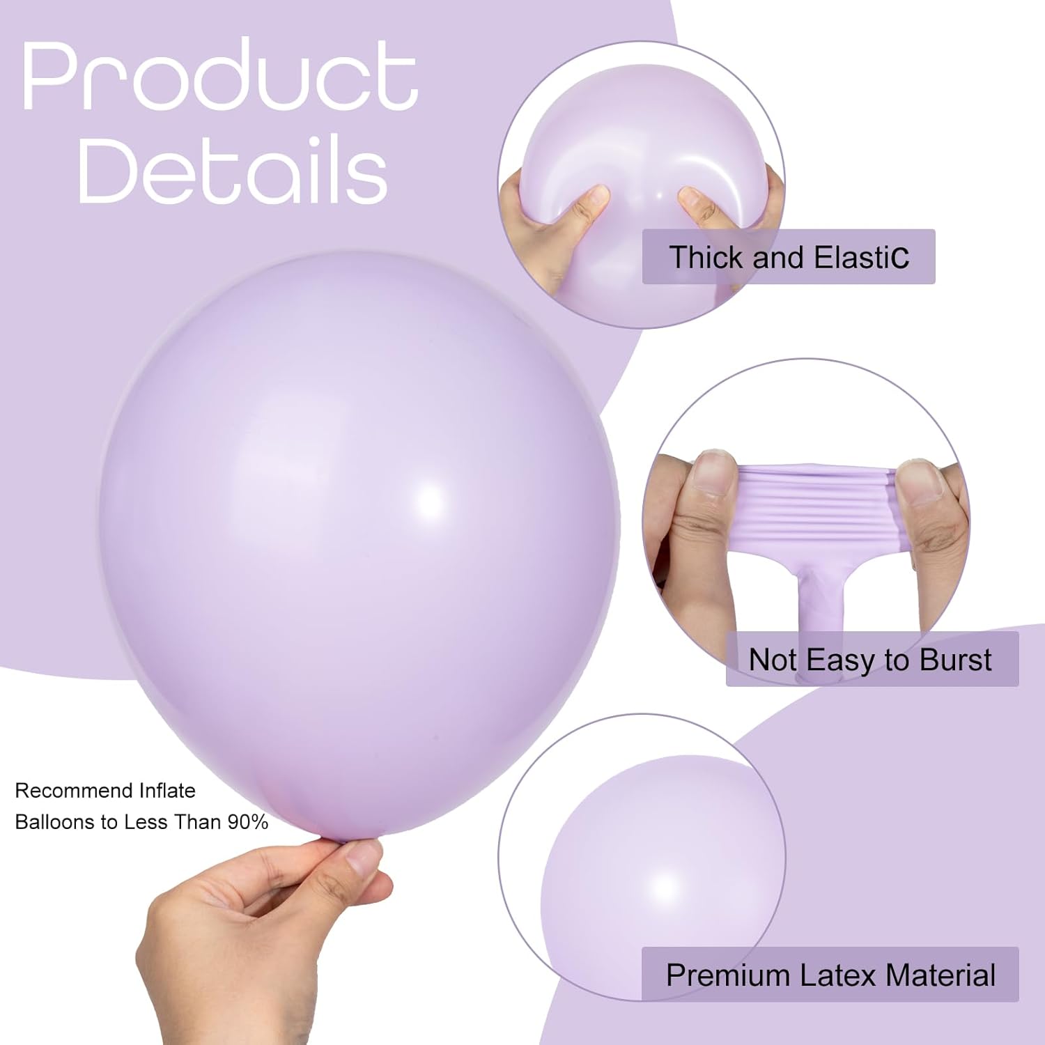 Ouddy Pastel Purple Balloon Set - 129 Pcs in Various Sizes | 6 Pcs 18” Lavender Balloon Arch Kit for Parties