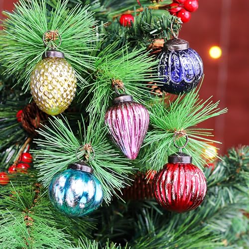 IndianShelf Retro Multicolor Glass Christmas Ornaments Tree Balls 2 Inch - 24 Pack