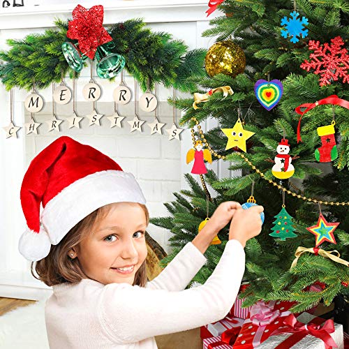Shuttle Art 360-Piece Wooden Christmas Ornament Kit – 130 Unfinished Wood Slices, 12 Markers, 50 Bells & 130 Jute Twine