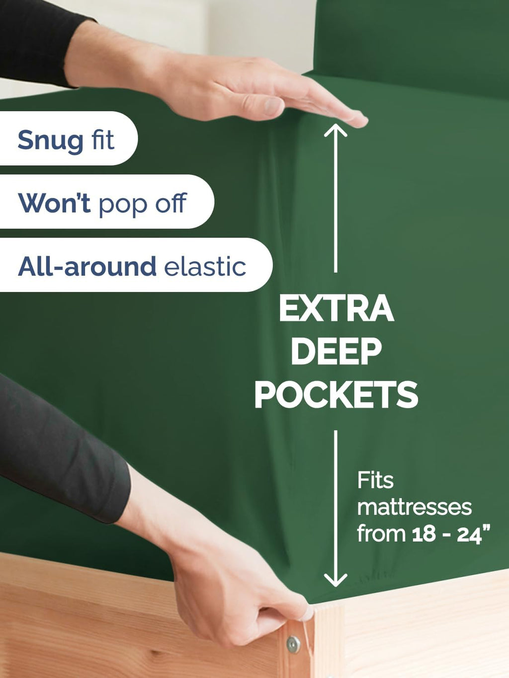 Skiennix Extra Deep Cal King Sheet Set - 6 Piece Breathable Cooling Bedding - Soft Wrinkle-Free Emerald Green