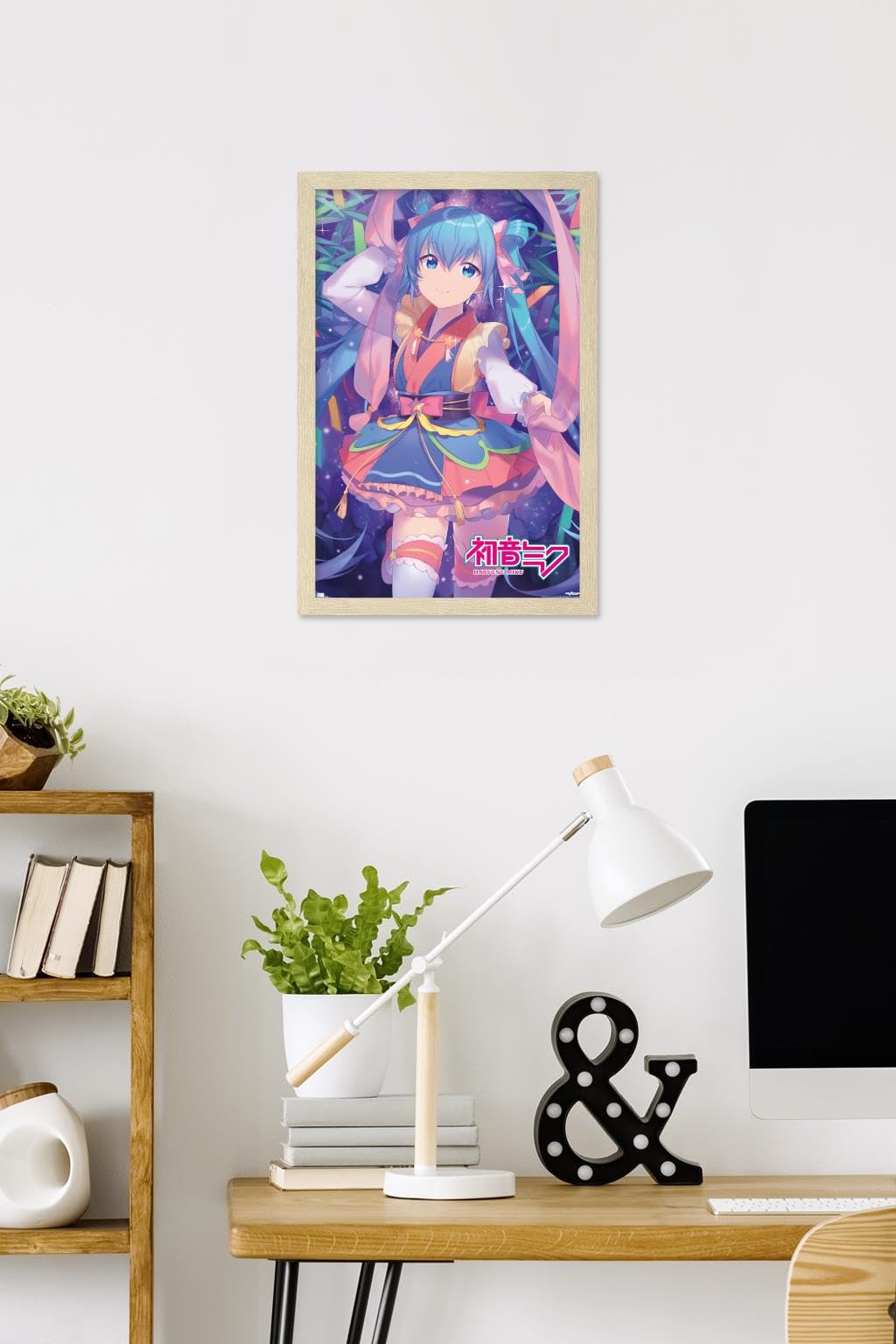 Trends International Hatsune Miku - Ribbons Wall Poster, 22.4L x 14.7W, Blonde Framed Version