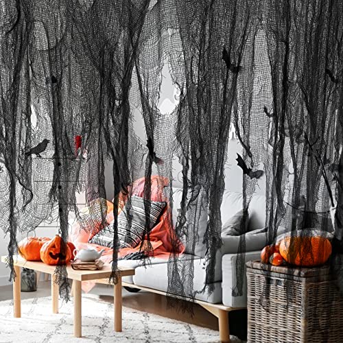 Halloween Black Creepy Cloth Gauze (500" x 39") - Haunted House Decor