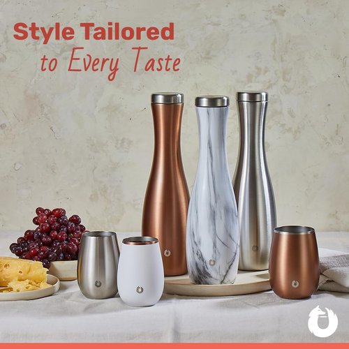 Snowfox Wine Carafe, Insulated Stainless Steel and Non, Slip Silicone base, Stainless Steel 25, Ounce