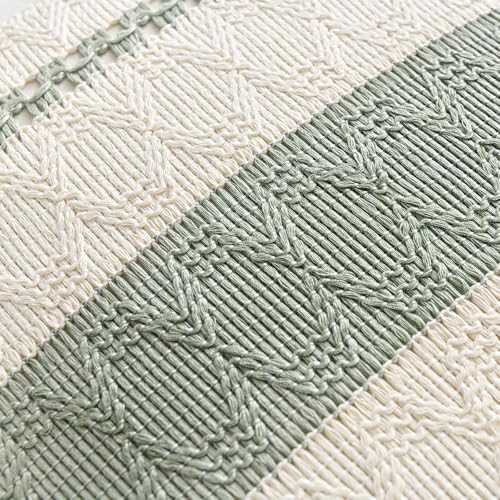 Sage Green Boho Lumbar Pillow Covers 12x20 - Set of 2 Macrame Cushion Cases