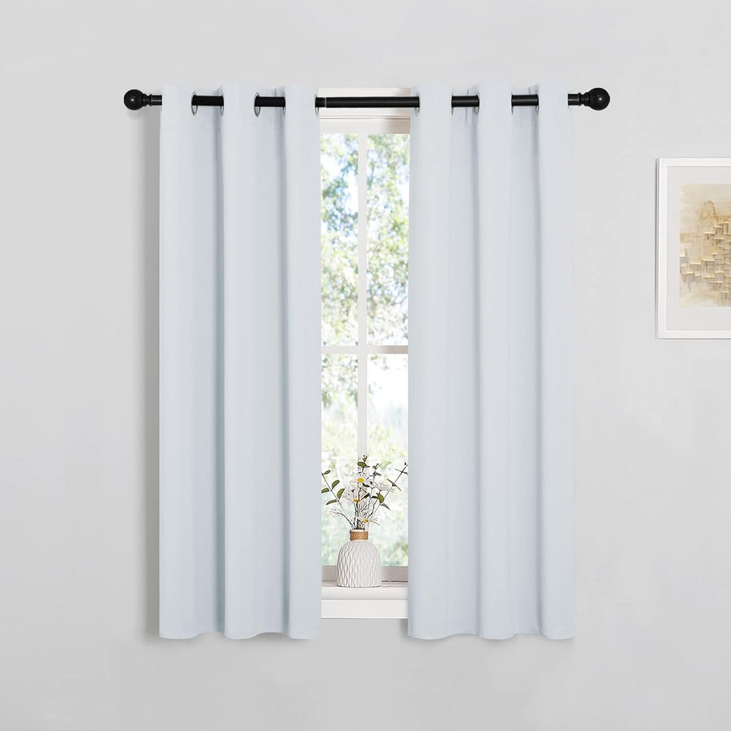 NICETOWN Room Darkening Curtains - Thermal Insulated Grommet Drapes, 2 Panels, 29x40, Greyish White