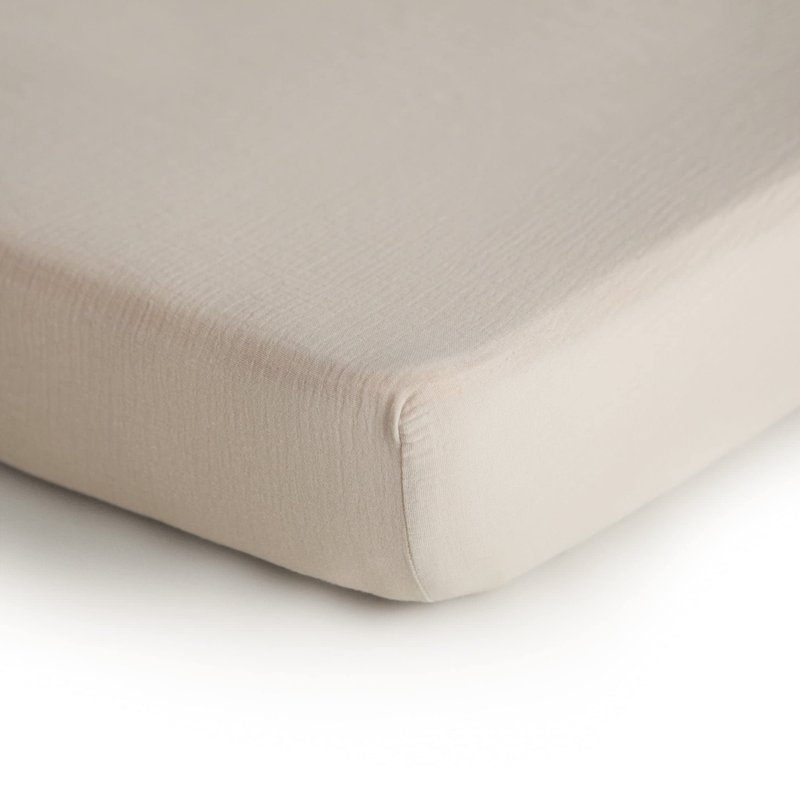 mushie Extra Soft Muslin Fitted MINI Crib Sheet | 24"x 38" (Fog)