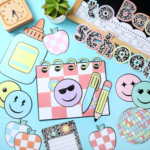 94-Piece Welcome Back to School Bulletin Board Set, Checkered Classroom Decor