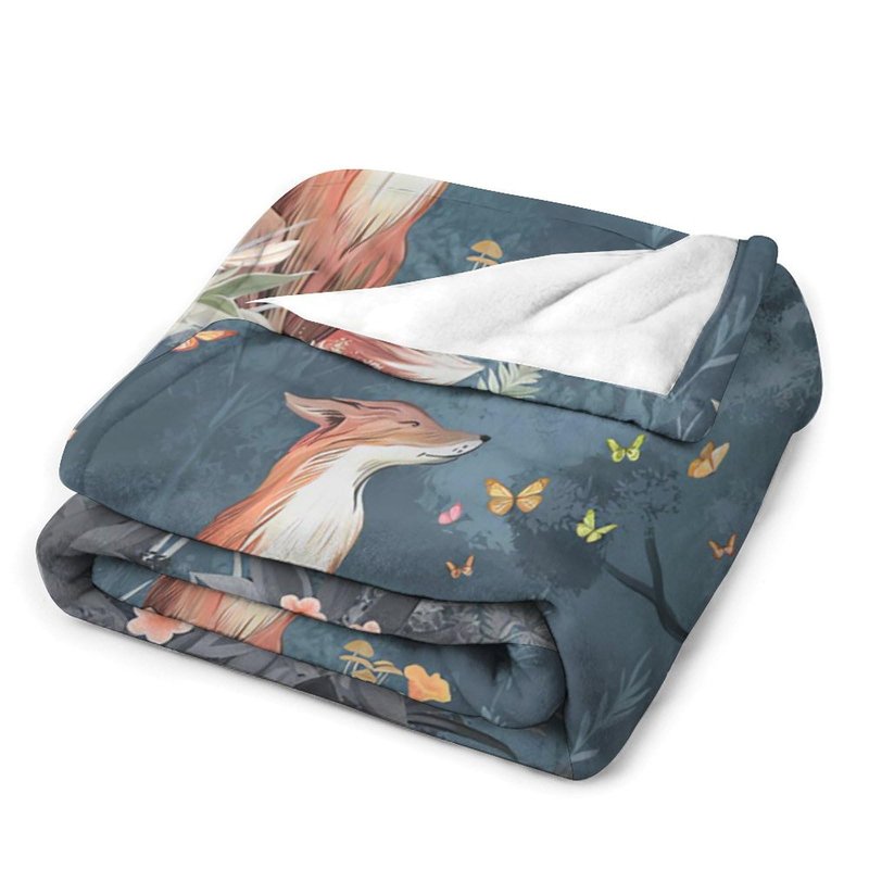 Fox Print Blanket Rabbit Red Panda Forest Animals Fresh Throw Blankets for Couch Sofa Bed Stuff Decor Soft Cozy Fleece Plush Warm Flannel Bedding Blanket Gifts for Baby Girls Boys Kids Adults 50"x60"