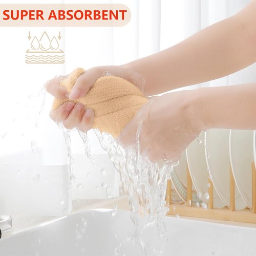 Homaxy 100% Cotton Waffle Weave Dish Towels - Ultra Soft, Absorbent & Quick Drying | 13 x 28 Inches, 12-Pack, Apricot