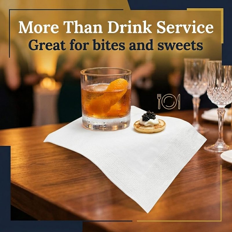 White Disposable Beverage Napkins – 1000 Count Cocktail Napkins, Absorbent Paper Napkins, Bulk for Parties, Bars, Catering, Restaurants & Events