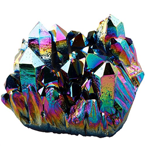 Rainbow Titanium Coated Quartz Crystal Cluster 1.5-2.2 Inch Geode