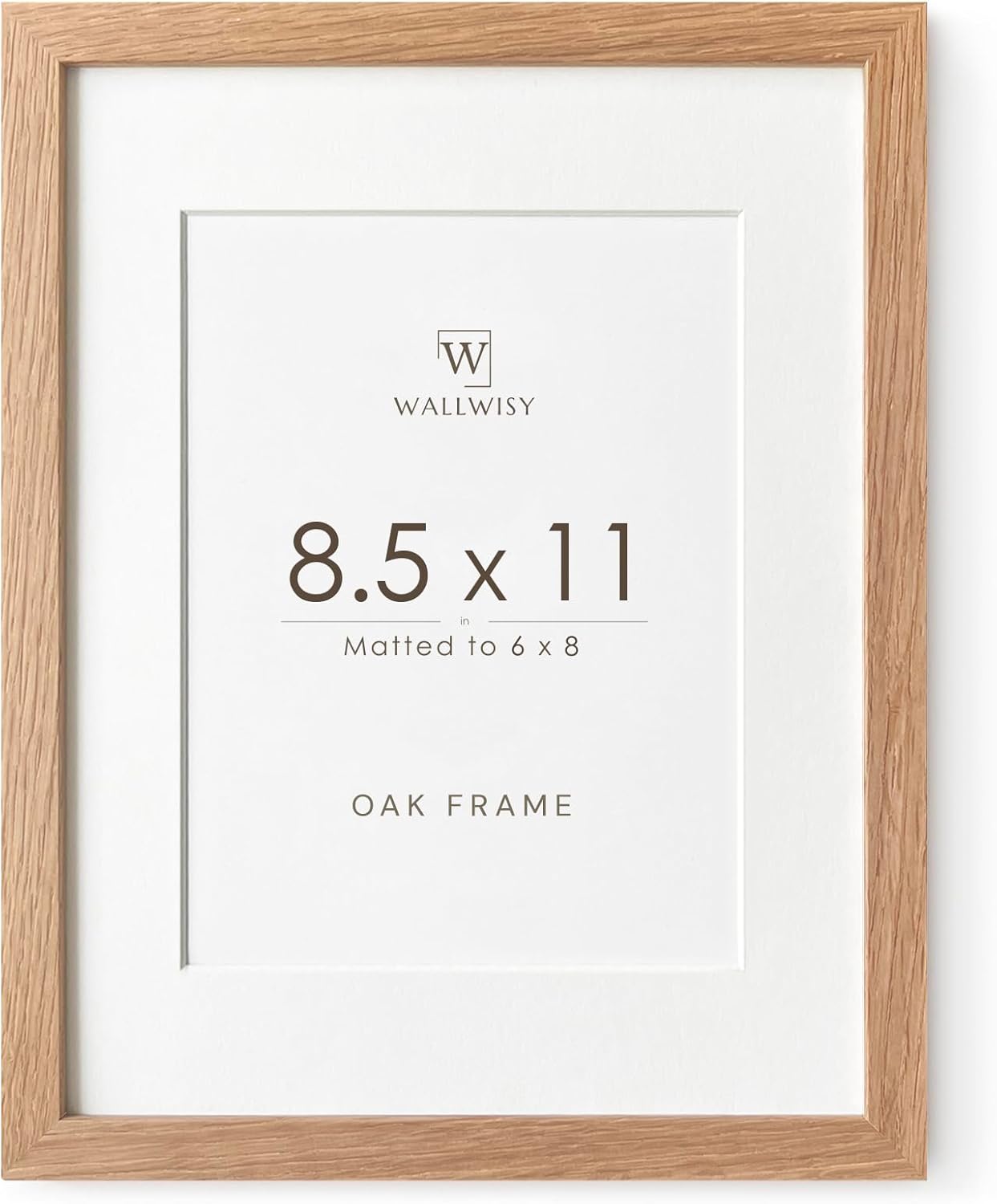 Solid Oak Picture Frame by [Brand Name] - 8.5x11 with Mat for 6x8 Opening | Natural Wood for Wall/Tabletop Display