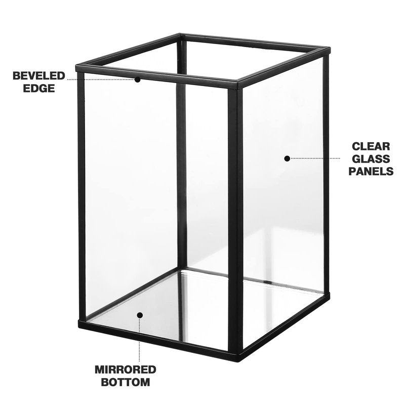 Phosphor 6 PCS Glass Hurricane Candle Holder, Black Glass Candle Holder for Wedding Party Christmas Or Home Decor
