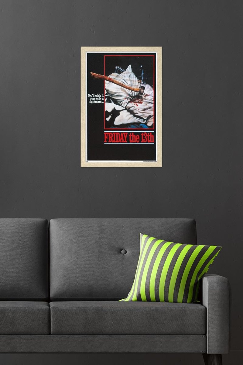 Trends International Friday The 13th - One Sheet Wall Poster, 22.4L x 14.7W, Blonde Framed Version