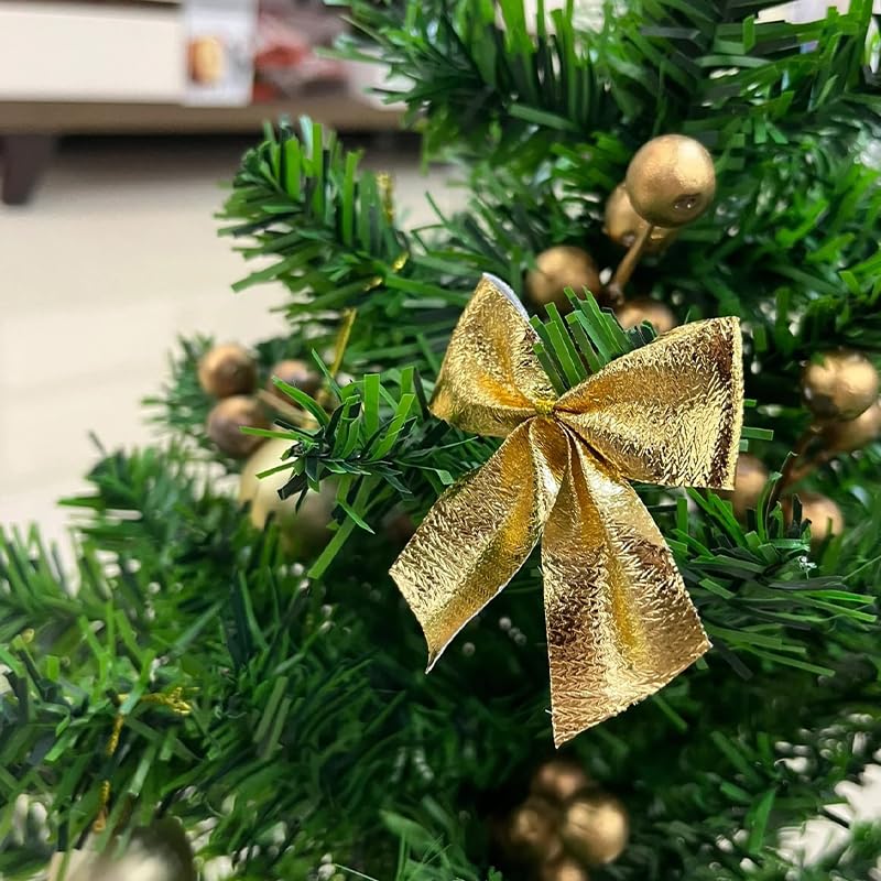 Gold Red Christmas Tree Bows 24-Pack Mini Ornaments – Red & Gold Fabric Decorations