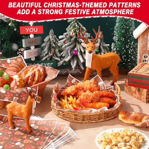 Tenceur 150 Pcs Christmas Gingerbread Man Wax Paper Sheets Deli Wrap Food Packaging