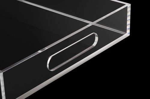 Clear Sturdy Acrylic Serving Tray with Handles-10x15Inch-Serving Coffee,Appetizer,Breakfast,Butler-Kitchen Countertop Tray-Makeup Drawer Organizer-Vanity Table Tray-Ottoman Tray-Decorative Tray