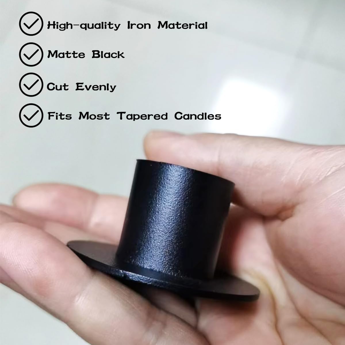 Skiennix Candle Holders - 4 PCS Matte Black Iron Candlestick Holders for Home Decor & Events