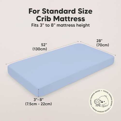 KeaBabies Organic Crib Sheets - 2-Pack Fitted Jersey Cotton for Boys & Girls | Soft Neutral Prints (52x28, Blue Flax)