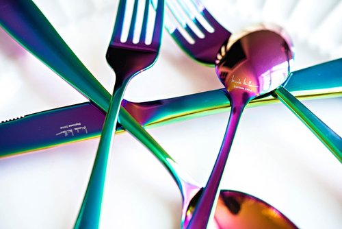 Nicole Miller 20-Piece Rainbow Flatware Set - Modern Stainles Steel Kitchen Utensils For A Stylish Dining, Service for 4