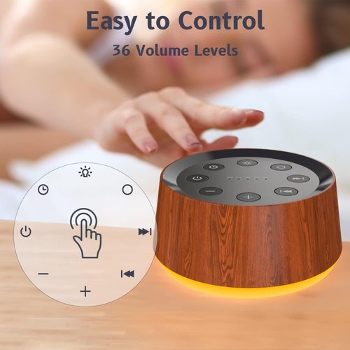 BrownNoise Sound Machine - 30 Soothing Sounds & 12 Color Night Light | 36 Volume Levels & Memory Function