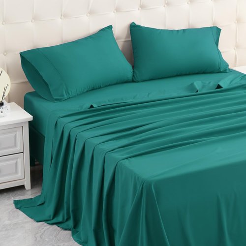 MICORAL Twin Bed Sheets Set - Soft, Breathable Bedding with 16" Deep Pocket Design | Turquoise, 3 Pieces