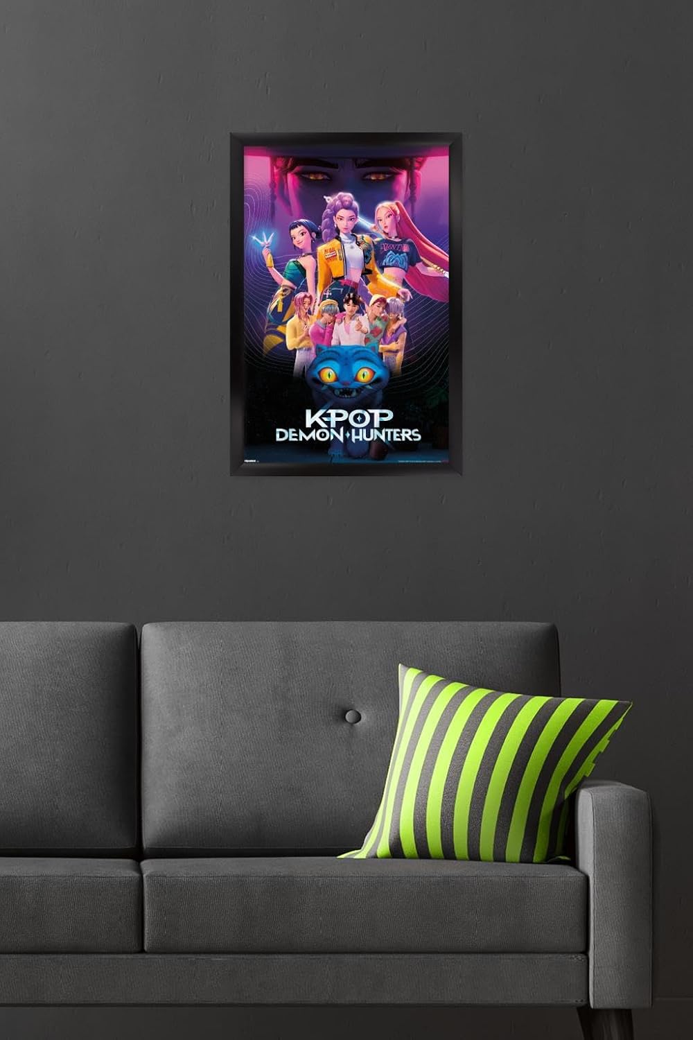Netflix KPop Demon Hunters Wall Poster - Black Framed Group Art, 22.4L x 14.7W