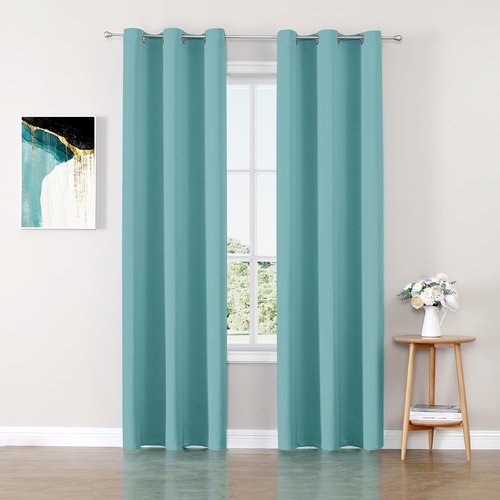 ChrisDowa Blackout Curtains - Thermal Insulated Room Darkening Panels, Aqua, 42 x 78 Inches, 2-Panel Set