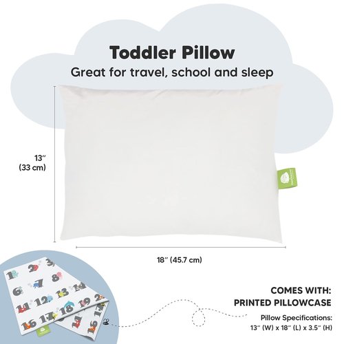 **My Little Dreamy Toddler Pillow - Organic Cotton Travel Bed Pillow with Soft, Breathable Pillowcase | 13x18 Inches for Ages 2-5**
