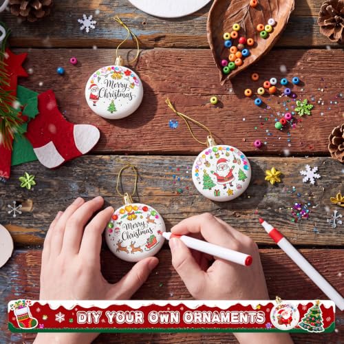 Syhood 60 Pcs 2.36'' DIY Christmas White Flat Ball Ornaments Matte Discs