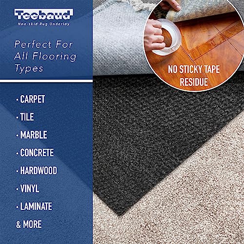 Non-Slip Area Rug Pad, 1/4" Thick Reversible Gripper for Hard Floors