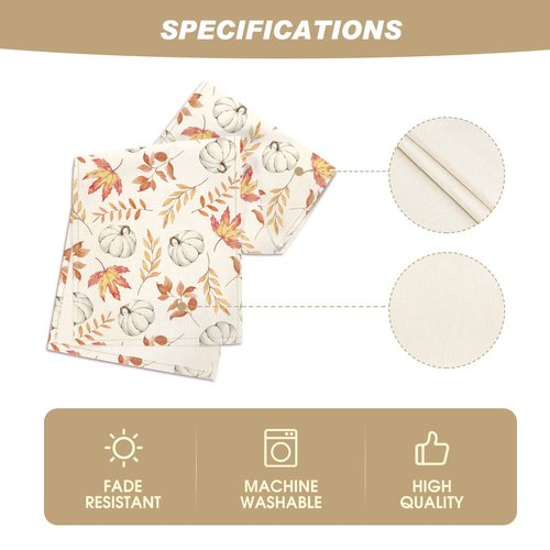 Artoid Mode Orange Pumpkins Fall Maple Leaves Fall Table Runner, Seasonal Autumn Kitchen Dining Table Decoration for Home Party Decor 13x120 Inch