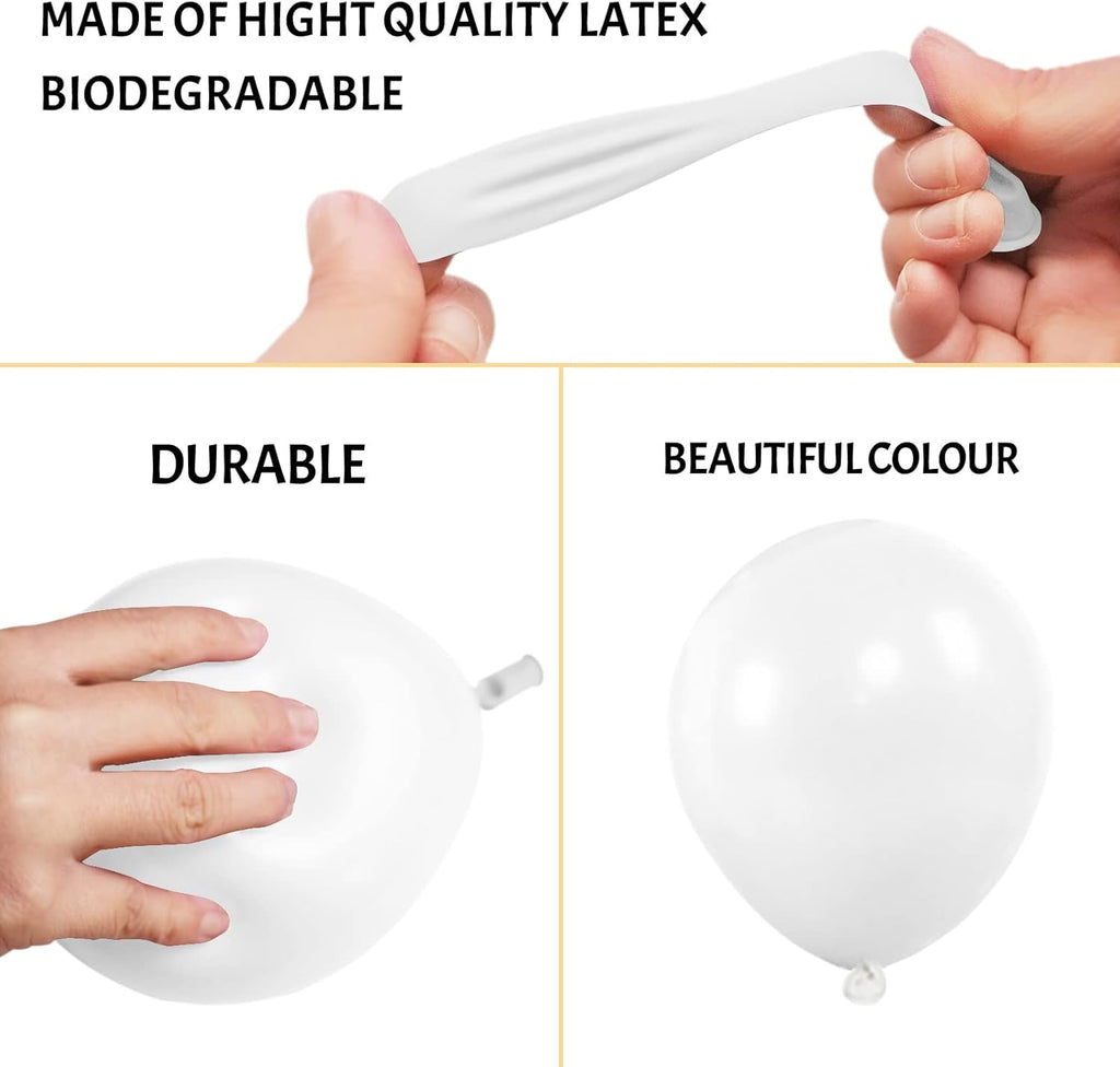 White Balloons - 110 Pcs Mini 5-Inch Latex Balloons for Weddings, Birthdays & Baby Showers