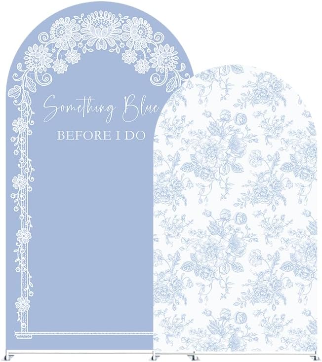Something Blue Arch Backdrop Cover - Floral Design for Weddings & Bridal Showers | 2.6x6ft