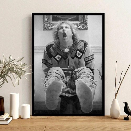 Funny Movie Bathroom Wall Art by Black Framed | Humorous Dumb and Dumber Canvas Print for Toilet Decor