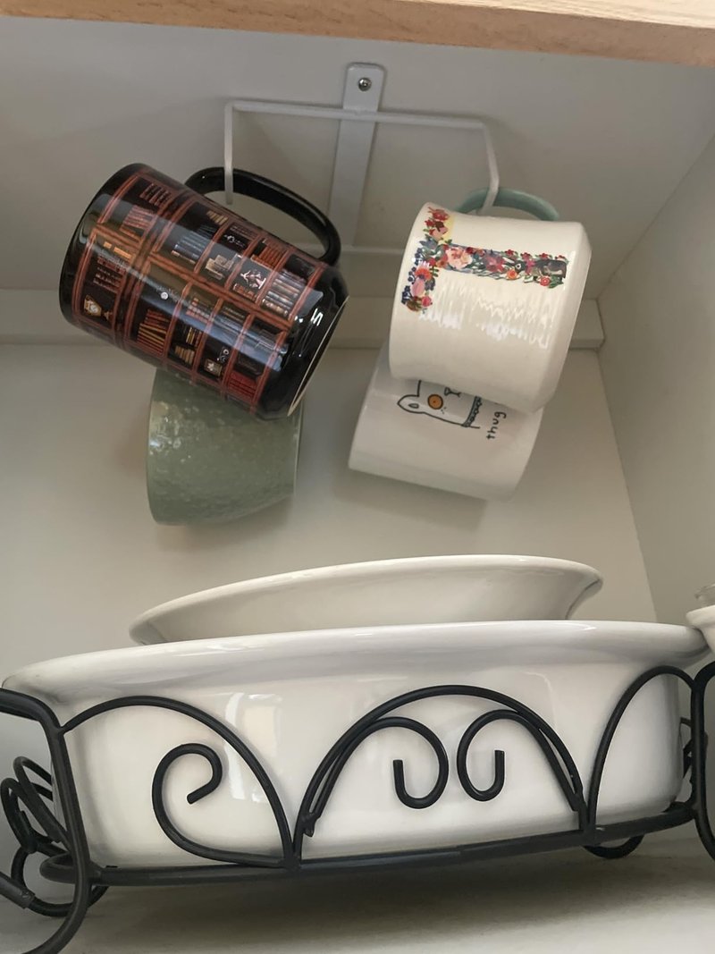 ECROCY Coffee Mug Holder Easy Screw Mounting, 3 Pack Mug Hooks Under Shelf with Wide Hook Spacing