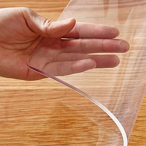 Waterproof Rectangular 42x108 Inch Table Cover Protector Clear PVC Tabletop Cloth for Long Wedding Table Christmas Party Banquet Table Crystal PVC Vinyl Table Pad for Dining Table Easy Clean Heatproof