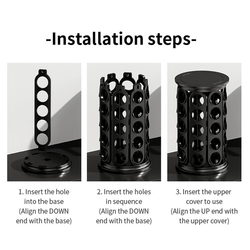 Vurlexat Coffee Pod Storage Compatible with Keurig Kcup Cafe Carousel, 360° Rotating K Cups Pods Carousel Holder, Kcup Storage Organizer Stand with 40 Keurig Kcup Pods (Black)