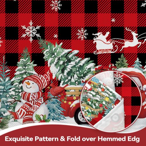 Christmas Tree Plaid Truck Gift Rectangle Table Cloth 55x70in Red Plaid - hometrixx