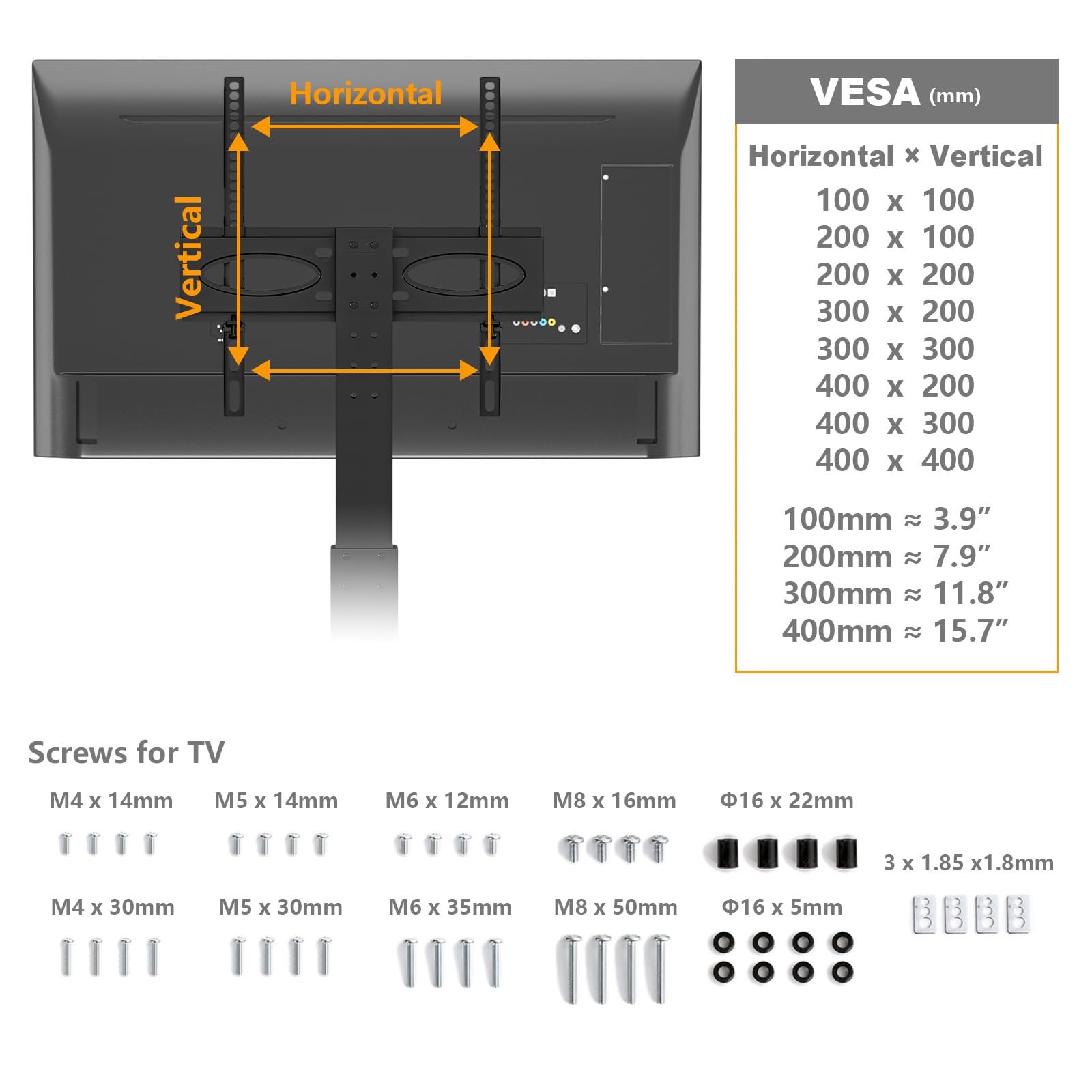 TAVR Universal Floor TV Stand Base for 32-75 Inch TVs up to 110 Lbs with Swivel Height Adjustable Mount, Black Tempered Glass Base for Media Storage and Space Saving