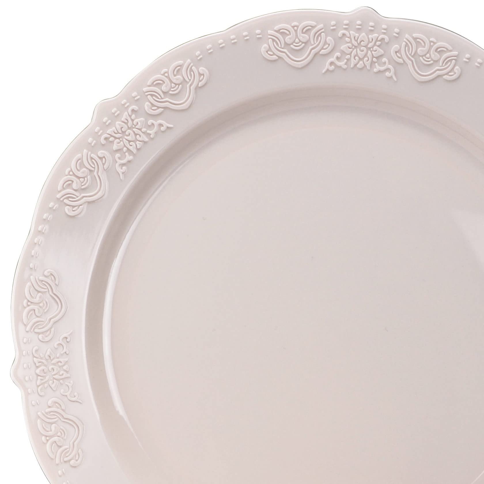 " OCCASIONS " 120 Plates Pack,(60 Guests) Vintage Wedding Party Disposable Plastic Plates Set -60x10.25'' Dinner+ 60x7.5'' Salad/Dessert Plate (Portofino Light Pink/Blush)