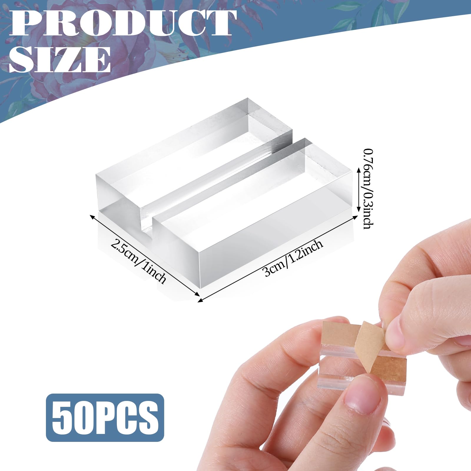 50 Pcs Acrylic Table Number Holders 1.2 Inch Clear Acrylic Place Card Holders Table Number Stands Small Sign Display Stand with Card Slot for Wedding Office Photos Menu Price Board Business Name Card