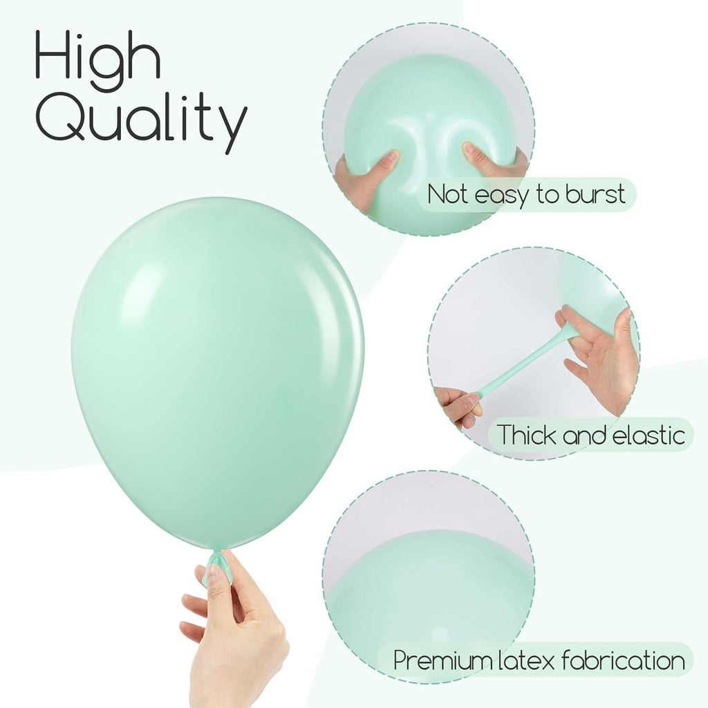 Skiennix Mint Green Balloons - 120-Piece Latex Set for Birthday, Baby Shower & Wedding Decor | Various Sizes