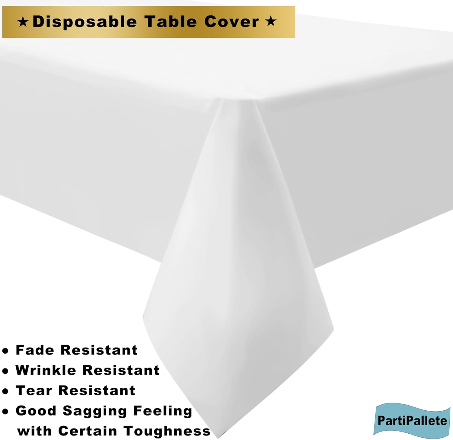 Skiennix Premium Disposable White Tablecloths - 3-Pack 54" x 108" Rectangle Covers for Parties & Events
