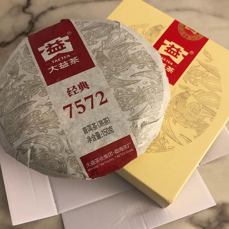 TAETEA Yunnan 7572 Classic Ripe Pu-erh Tea, Aged Puerh Pu'er Tea Cake Black Tea for Daily Drink and Gift 150g / 5.29oz (Ripe)
